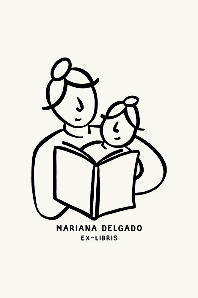 Dibujo de una madre leyendo con su hija pequeña