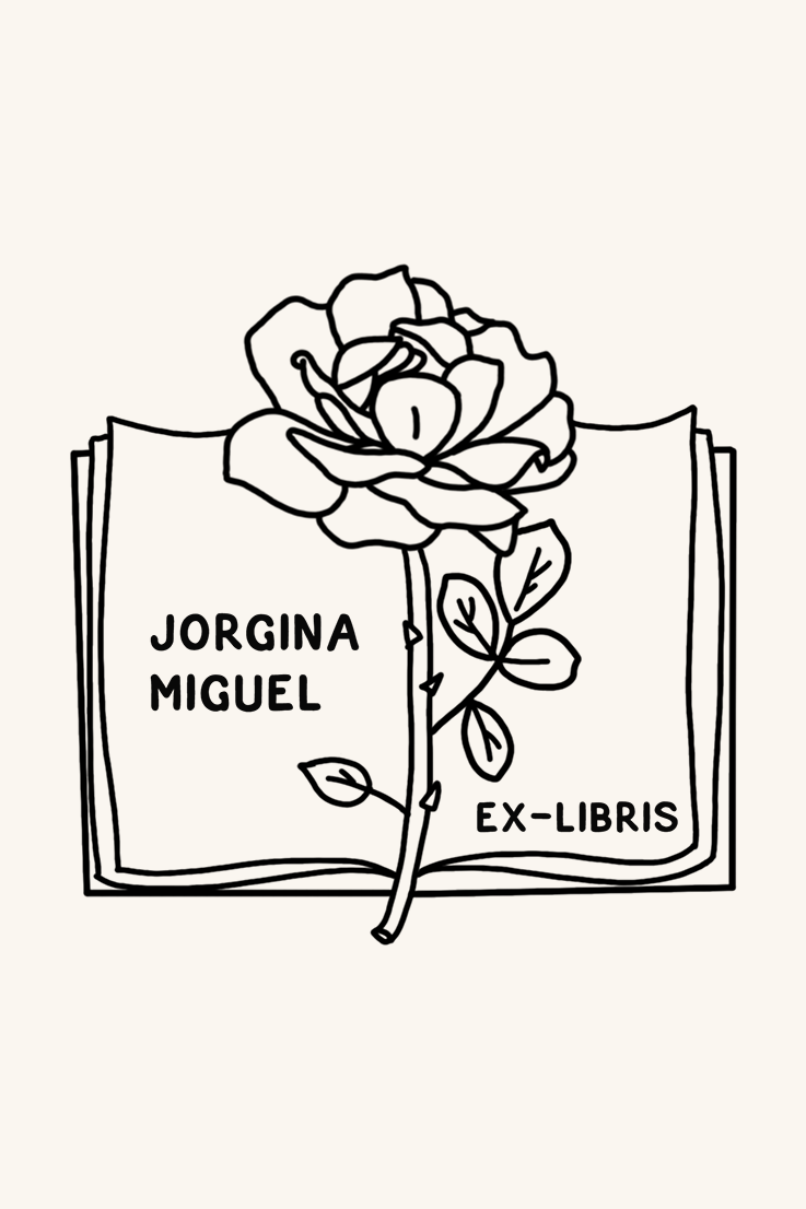 Dibujo de un libro abierto con rosa encima