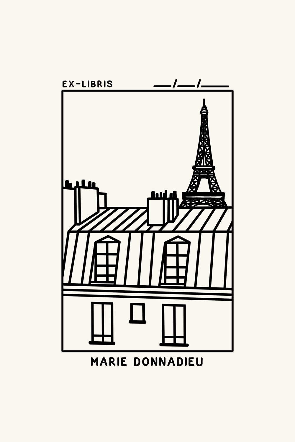 Dibujo de un edificio de París con la torre Eiffel