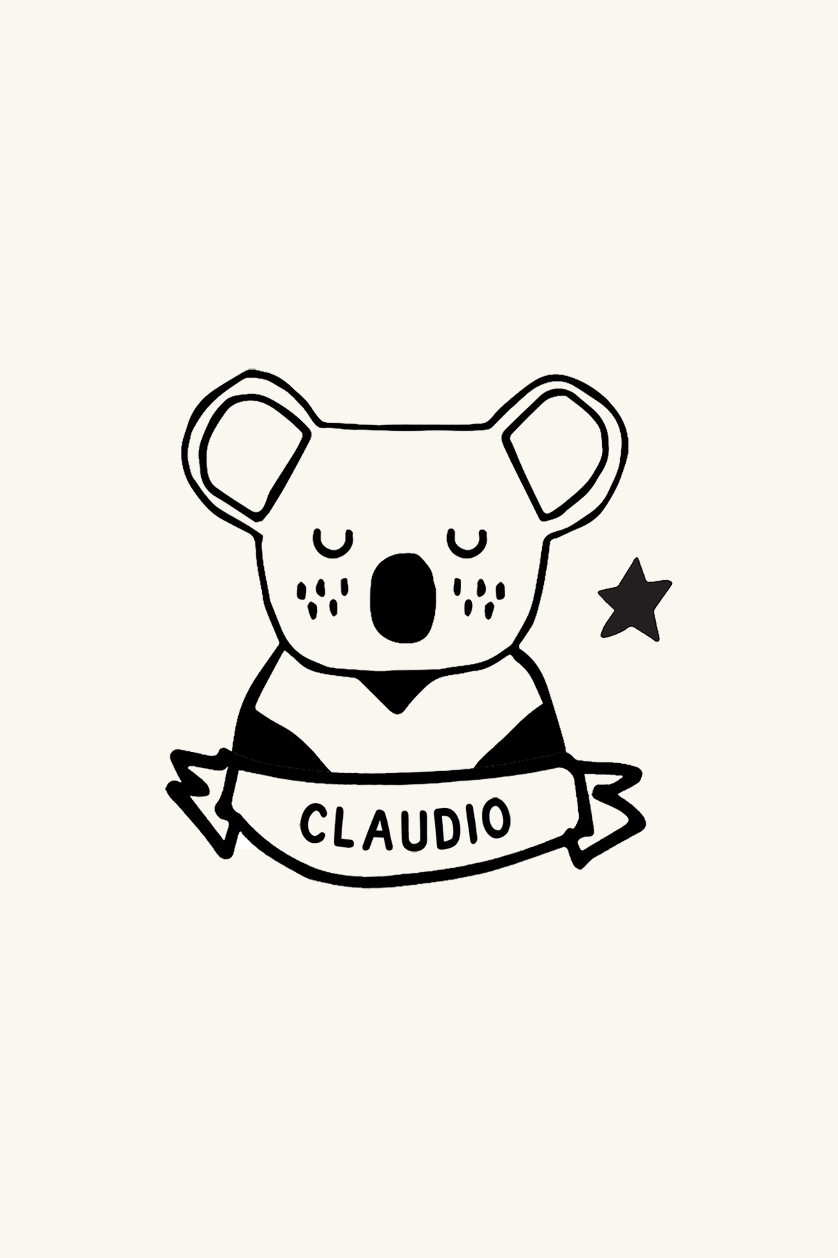 Dibujo de un koala con una estrella al lado